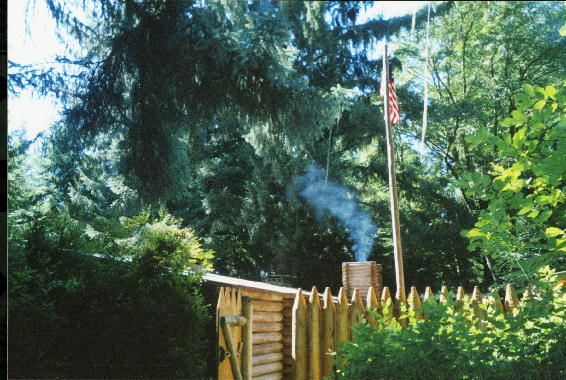 The flag flies over the fort.