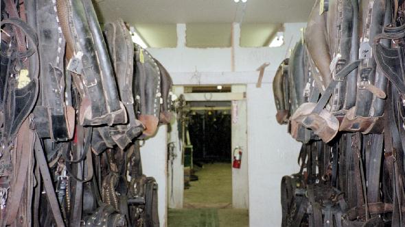 The saddle closet of the Rodeo Parade Museum.