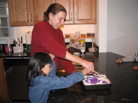 Cutting the cake.